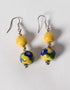 Blue Pottery Full Bead Necklace With Earrings And Bracelet (Yellow)